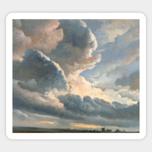 cloud horizan oil painting cloudy sky near rome Sticker